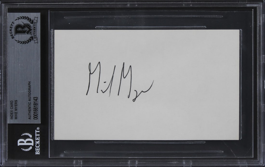 Mike Myers Austin Powers Signed 3x5 Index Card Beckett Authenticated: Mike Myers Austin Powers Signed 3x5 Index Card Beckett Authenticated This authentic 3x5 index card features the signature of Mike Myers, known for his iconic role in Austin Powers. Each card is indivi