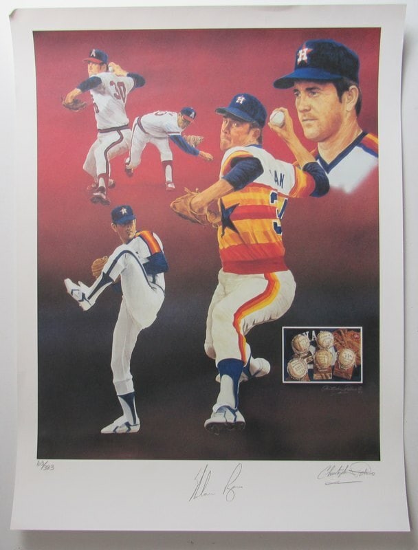 Nolan Ryan Signed The Express Lithograph 18x24 Limited Edition JSA Authenticated (1 of 4)