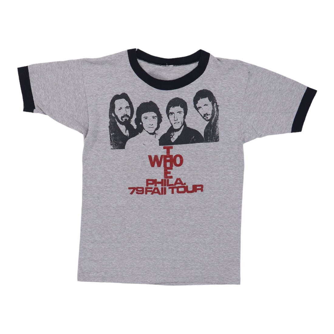 Vintage 1979 The Who Tour Gray Poly Cotton T Shirt: Vintage 1979 The Who Tour Gray Poly Cotton T Shirt This is an original vintage 1979 The Who Fall Tour shirt, featuring no back graphics. Made from a 50/50 poly/cotton blend in gray, this authentic shi