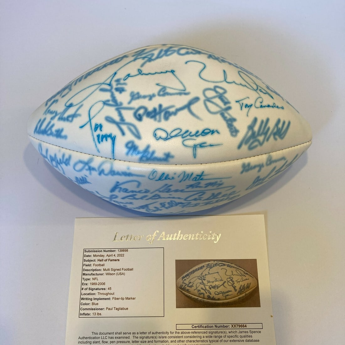 Johnny Unitas Walter Payton Bart Starr Signed Football 41 HOF Sigs JSA COA (1 of 9)