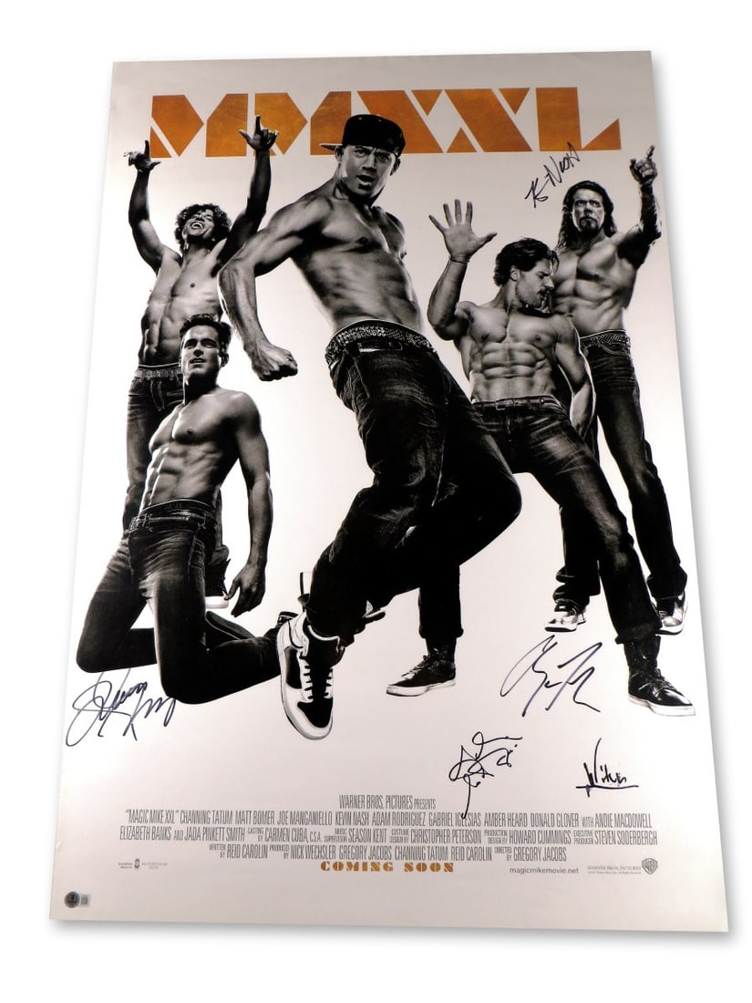 Magic Mike XXL Signed 27x40 Poster by Tatum Rodriguez Nash MacDowell BAS: Magic Mike XXL Signed 27x40 Poster by Tatum Rodriguez Nash MacDowell BAS This original Magic Mike XXL multi-signed autographed poster measures 27" x 40" and features the signatures of Channing Tatum,