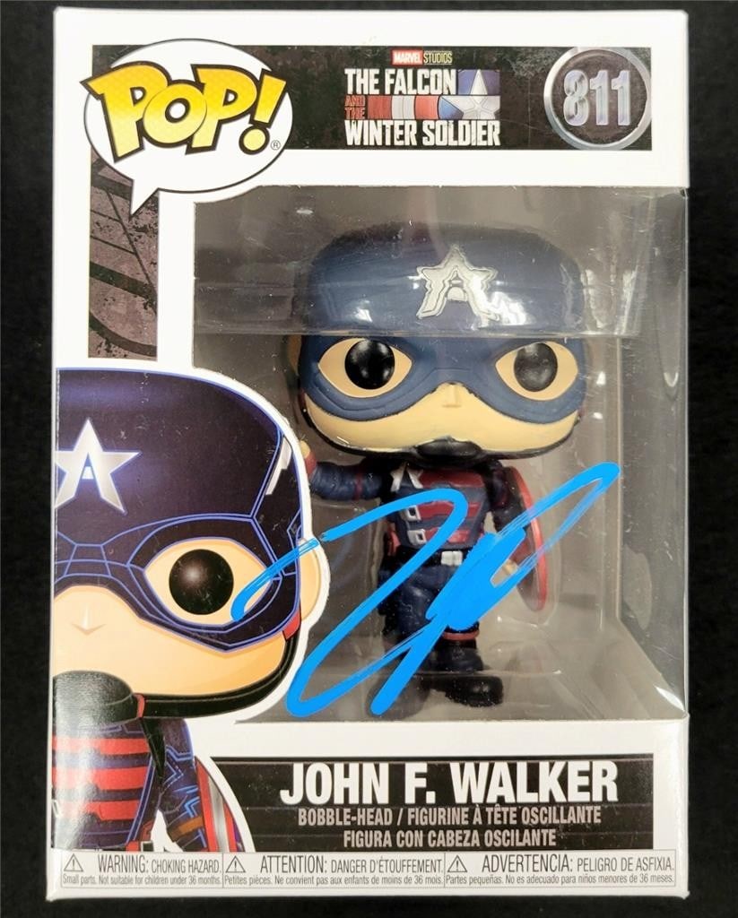 Wyatt Russell Signed Funko Pop John F Walker Beckett Authenticated: Wyatt Russell Signed Funko Pop John F Walker Beckett Authenticated This is a Wyatt Russell signed Funko Pop! figure of John F Walker, numbered 811. The autograph has been authenticated by Beckett, ens