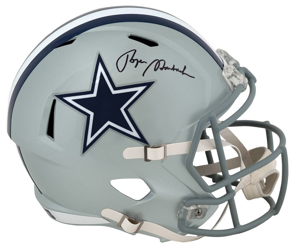 Roger Staubach Signed Dallas Cowboys Riddell Full Size Helmet with COA: Roger Staubach Signed Dallas Cowboys Riddell Full Size Helmet with COA Honor the legacy of football legend Roger Staubach with this signed Dallas Cowboys Riddell full-size speed replica helmet. This a