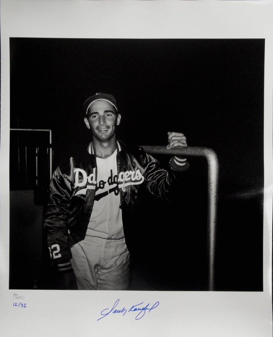 Sandy Koufax Autographed 16X20 Dodgers Photo JSA Authenticated: Sandy Koufax Autographed 16X20 Dodgers Photo JSA Authenticated This is an original autographed 16X20 photo of Sandy Koufax, the legendary pitcher for the Los Angeles Dodgers. The photograph captures K