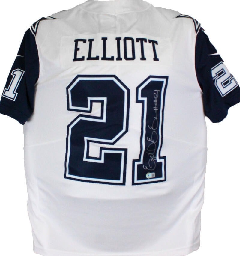 Ezekiel Elliott Signed Cowboys Color Rush Nike Jersey Beckett Authenticated: Ezekiel Elliott Signed Cowboys Color Rush Nike Jersey Beckett Authenticated This is an original Ezekiel Elliott autographed Dallas Cowboys Color Rush Nike Vapor jersey. The jersey is a unique piece fo