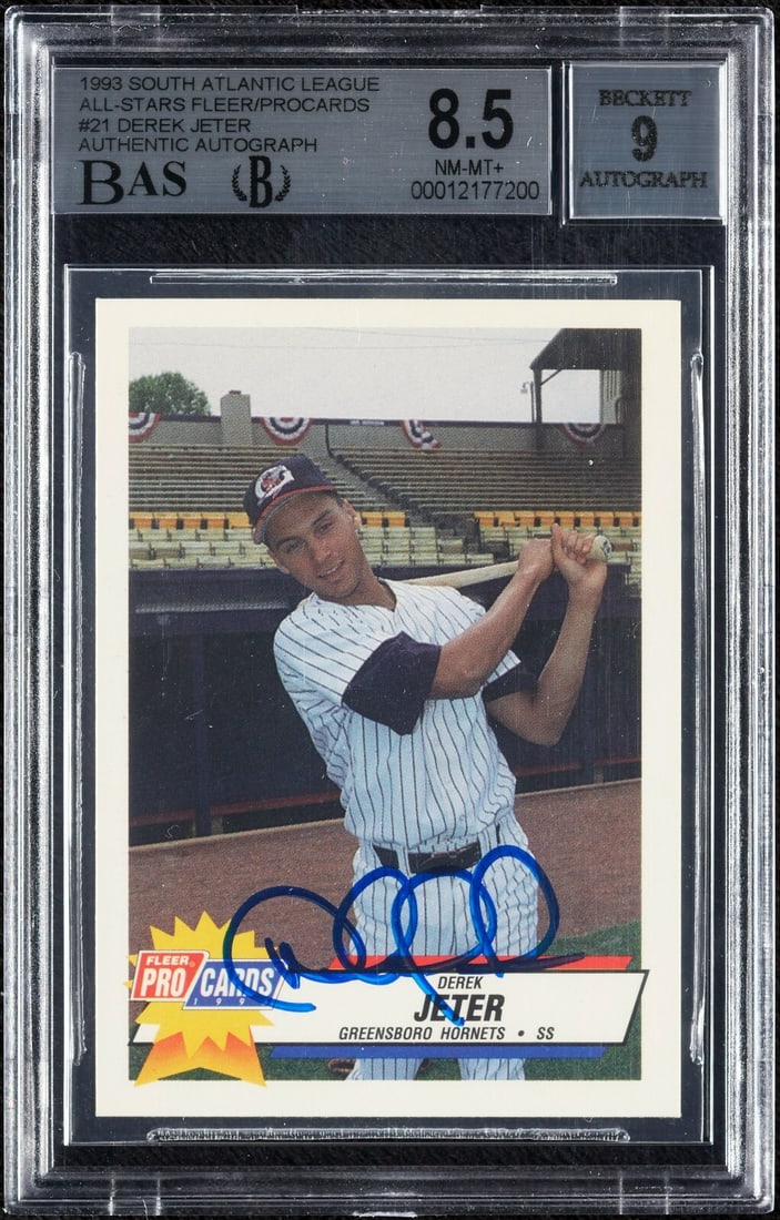 Autographed 1993 Fleer ProCards All-Stars Derek Jeter Rookie Card BGS 8.5 Auto 9 (1 of 2)