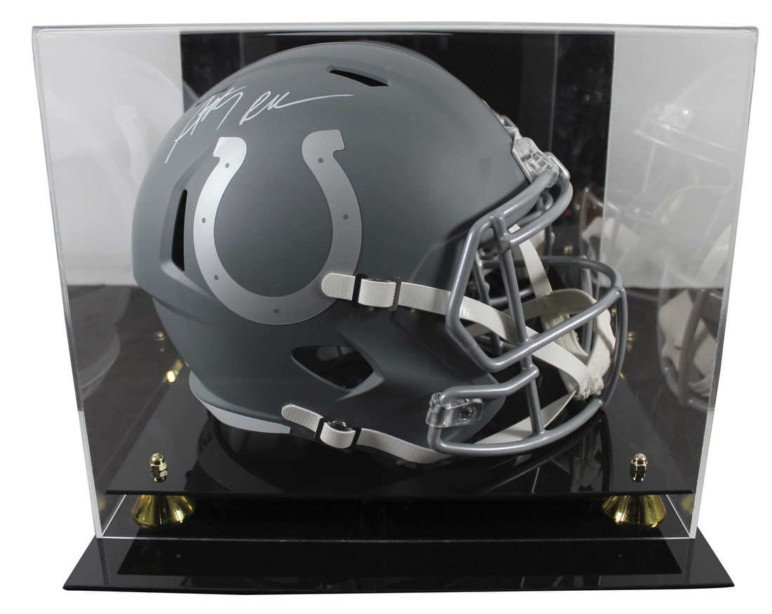 Anthony Richardson Signed Colts Slate Speed Helmet with Case: Anthony Richardson Signed Colts Slate Speed Helmet with Case Celebrate your fandom with this autographed Anthony Richardson full-size speed replica helmet, featuring a sleek alternate slate design. Pe