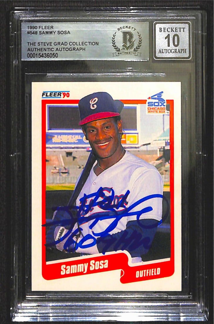 Sammy Sosa Signed 1990 Fleer #548 Card Auto Grade 10 Beckett (1 of 1)
