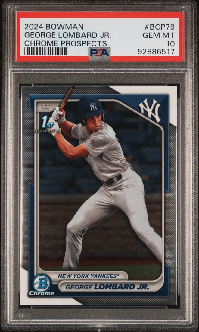 2024 Topps Bowman George Lombard Jr #BCP79 Chrome RC PSA 10 Baseball Card (1 of 2)