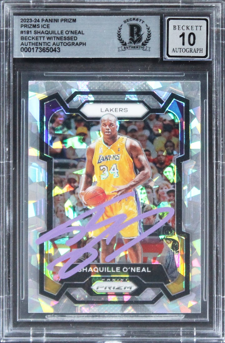 Shaquille O'Neal Signed 2023 Panini Prizms Ice #181 Gem Mint 10 BAS Slabbed (1 of 2)