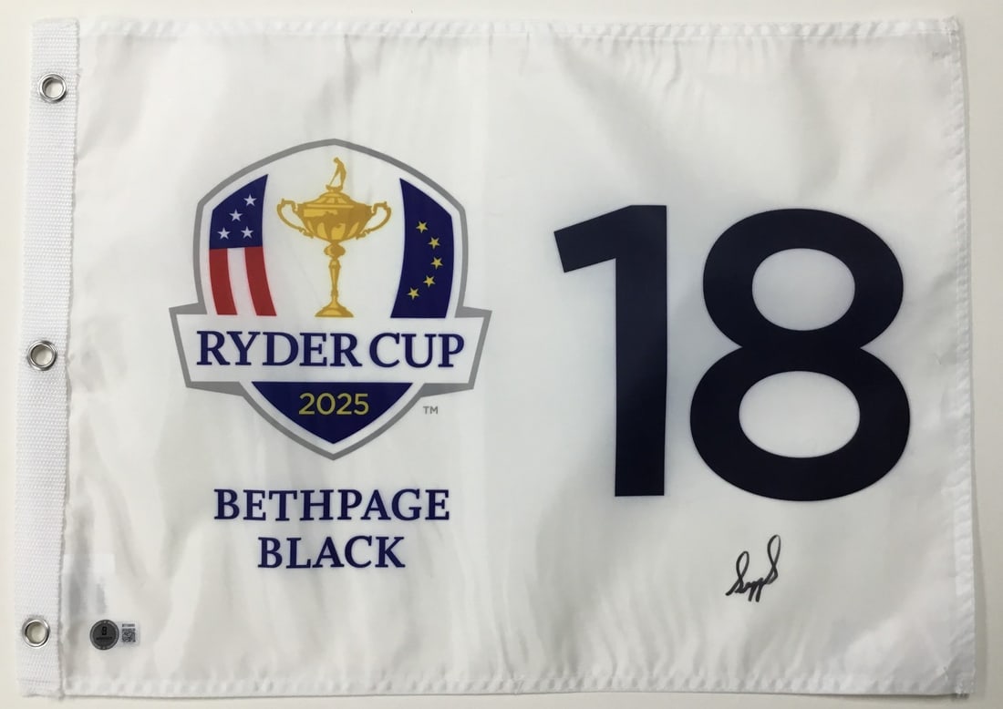 Sepp Straka Signed 2025 Ryder Cup Bethpage Black Pin Flag Beckett Authenticated: Sepp Straka Signed 2025 Ryder Cup Bethpage Black Pin Flag Beckett Authenticated Celebrate golf history with this official 2025 Ryder Cup Bethpage Black 18 Pin Flag, signed by PGA star Sepp Straka. Thi