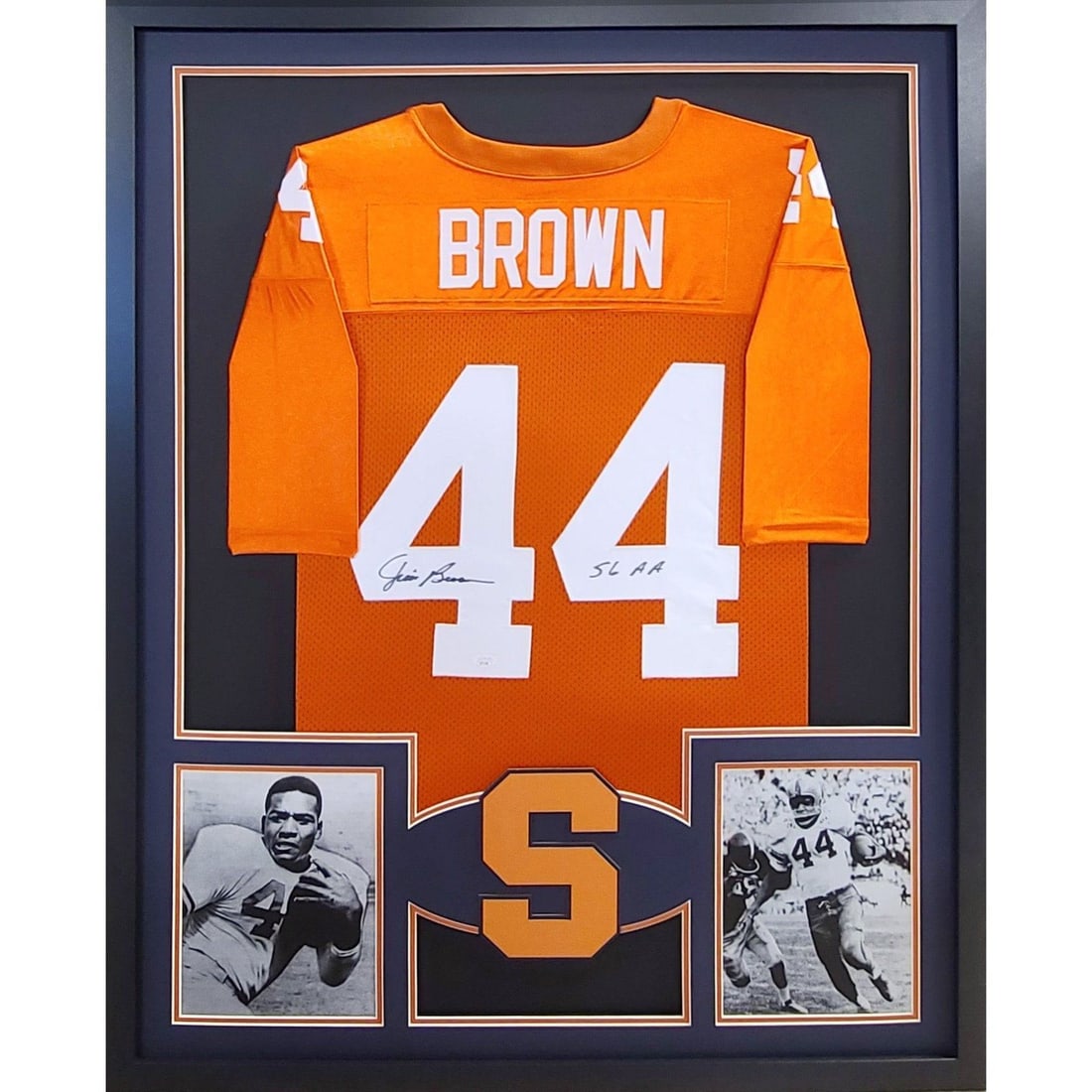 Jim Brown Signed Framed Syracuse Jersey JSA Authenticated: Jim Brown Signed Framed Syracuse Jersey JSA Authenticated This autographed Jim Brown framed jersey is a remarkable collectible for any sports fan. It features a high-quality frame that showcases the j