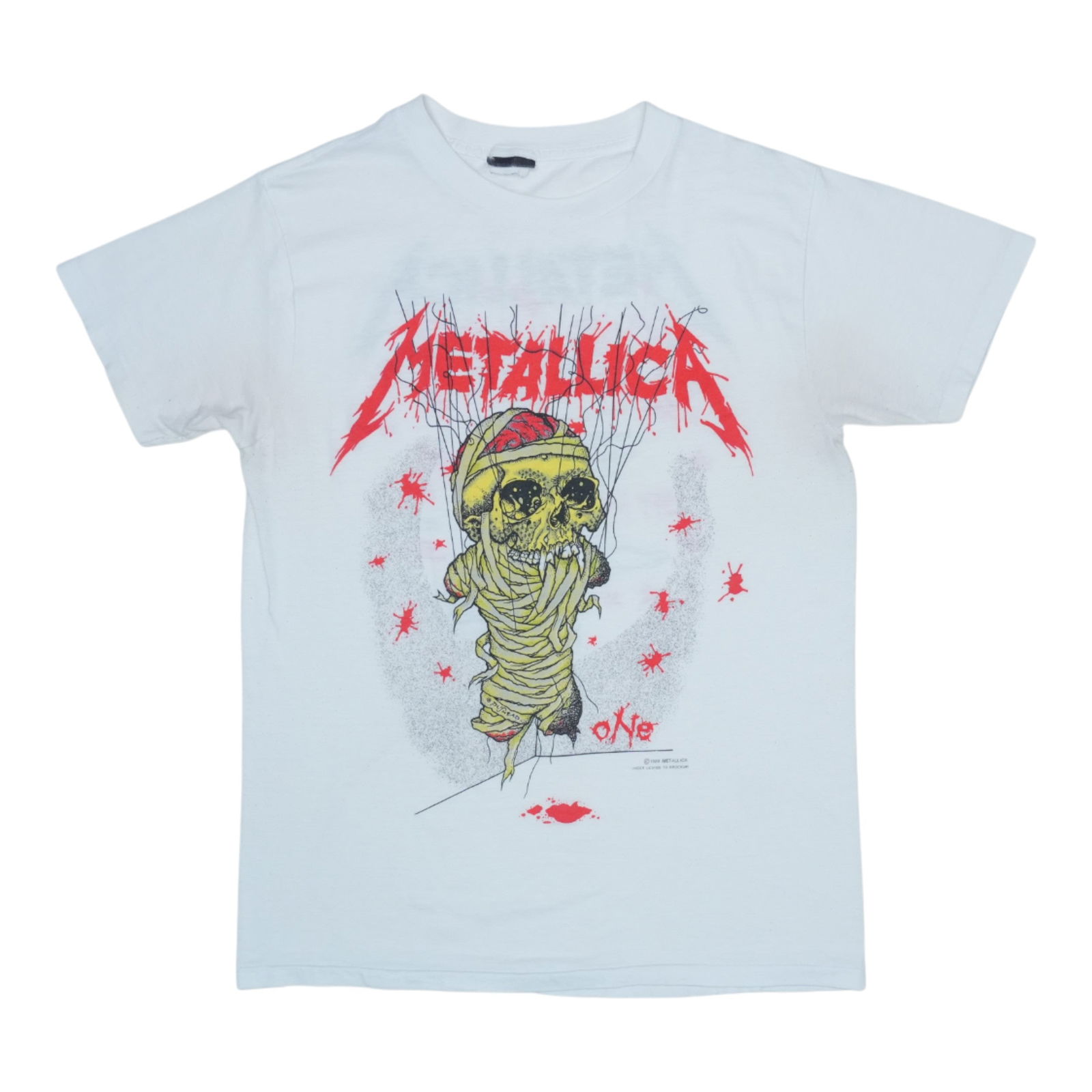Vintage 1989 Metallica One Poly Cotton White Band T-Shirt (1 of 10)