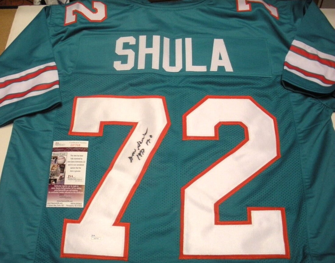 Don Shula Signed Miami Dolphins 1972 Undefeated Jersey JSA COA (1 of 2)