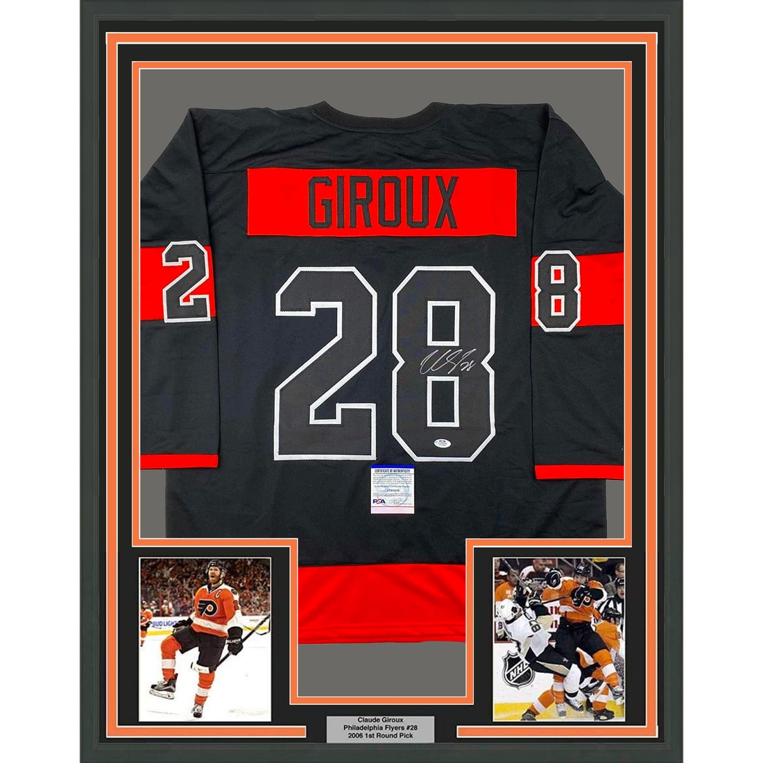 Framed Autographed Claude Giroux Jersey PSA/DNA COA Philadelphia Flyers: Framed Autographed Claude Giroux Jersey PSA/DNA COA Philadelphia Flyers Celebrate your love for hockey with this professionally framed autographed Claude Giroux black jersey. This original piece featu