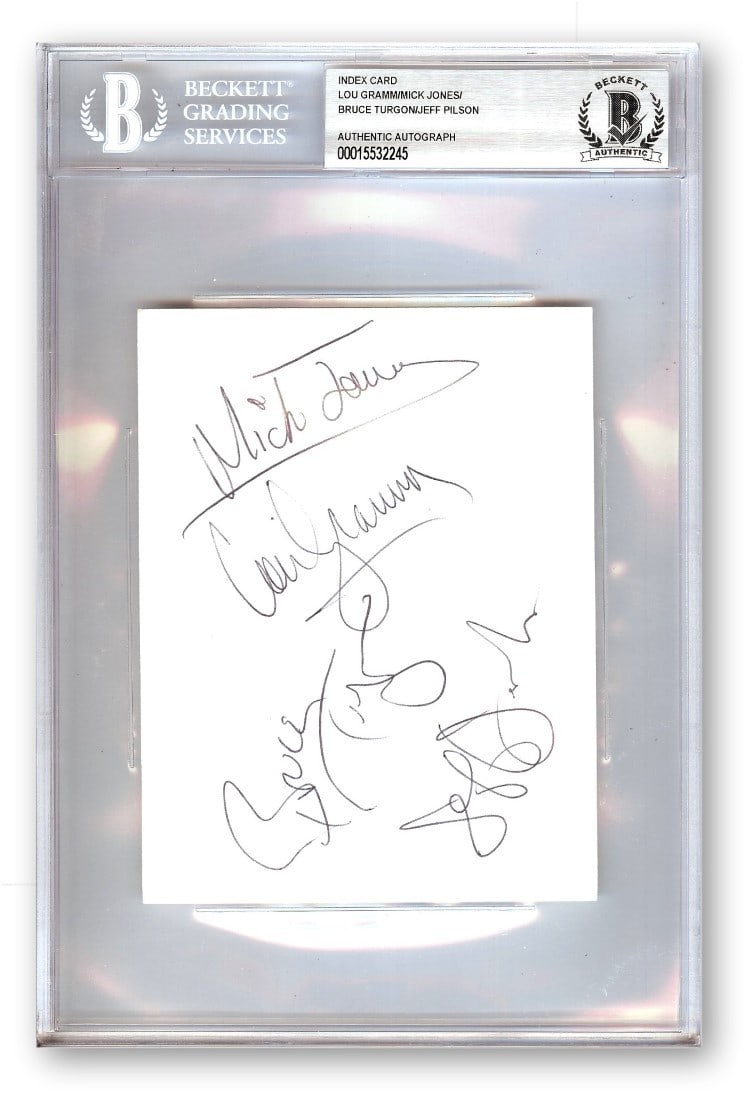 Foreigner Band Autographed Index Card Lou Gramm Mick Jones Beckett Authenticated (1 of 1)