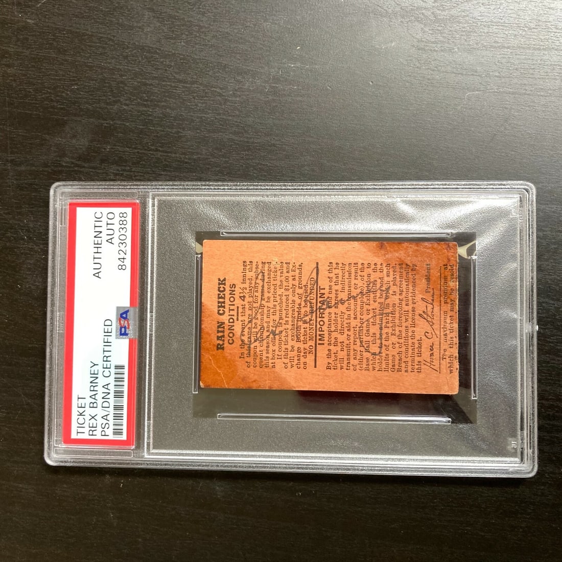 Rex Barney Signed No Hitter Ticket 9-9-1948 New York Giants PSA DNA: Rex Barney Signed No Hitter Ticket 9-9-1948 New York Giants PSA DNA This is an original ticket stub from the historic no-hitter game thrown by Rex Barney on September 9, 1948, at Polo Grounds, home of