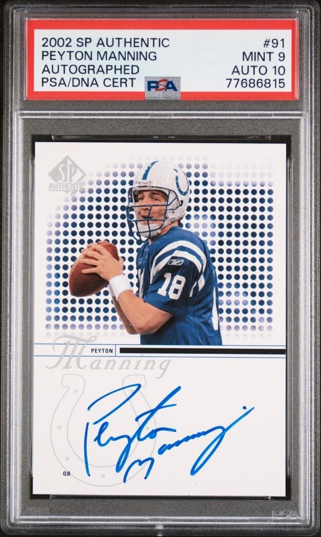 Peyton Manning 2002 SP Authentic Autographed Card PSA 9 (1 of 2)