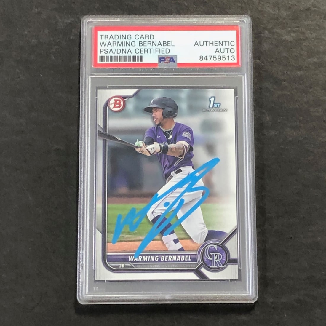 2021 Bowman Chrome Warming Bernabel Signed Card PSA Authenticated Rockies BP-46 (1 of 2)