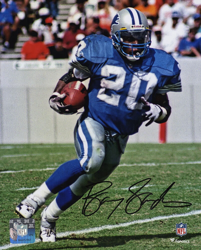 Barry Sanders Signed Detroit Lions Jersey Action Photo 8x10 with COA (1 of 1)
