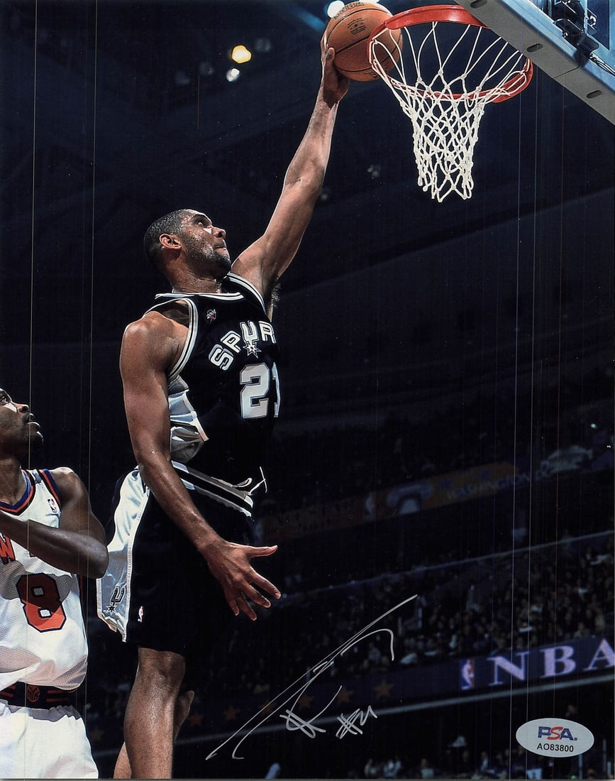 Tim Duncan Autographed 8x10 Photo PSA Grade 10 San Antonio Spurs: Tim Duncan Autographed 8x10 Photo PSA Grade 10 San Antonio Spurs This offering features an 8x10 professionally printed photograph signed by basketball legend Tim Duncan, known for his illustrious care