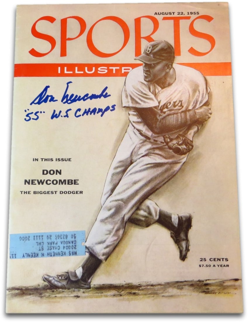 Don Newcombe Autographed 1955 Sports Illustrated Magazine Dodgers (1 of 2)