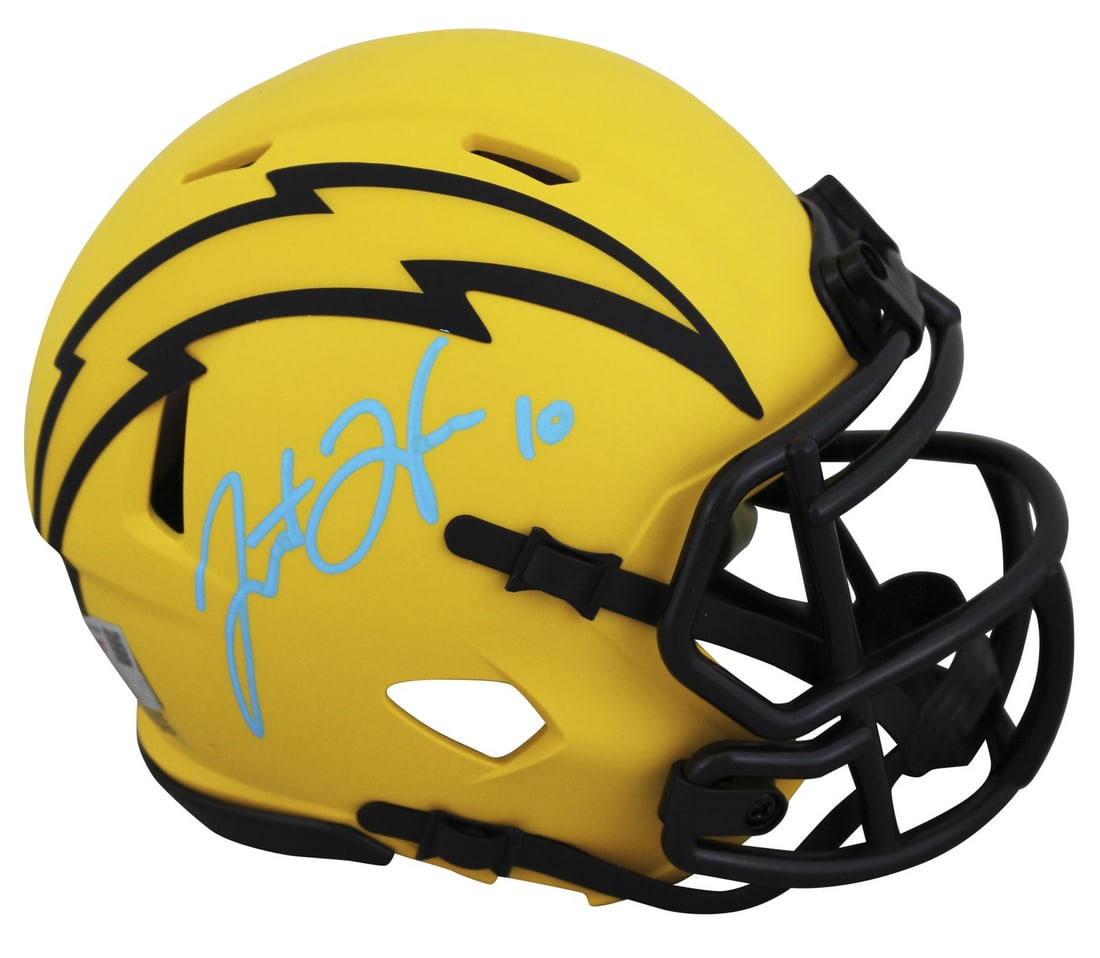 Justin Herbert Signed Rave Speed Mini Helmet Los Angeles Chargers Fanatics Authentic (1 of 2)