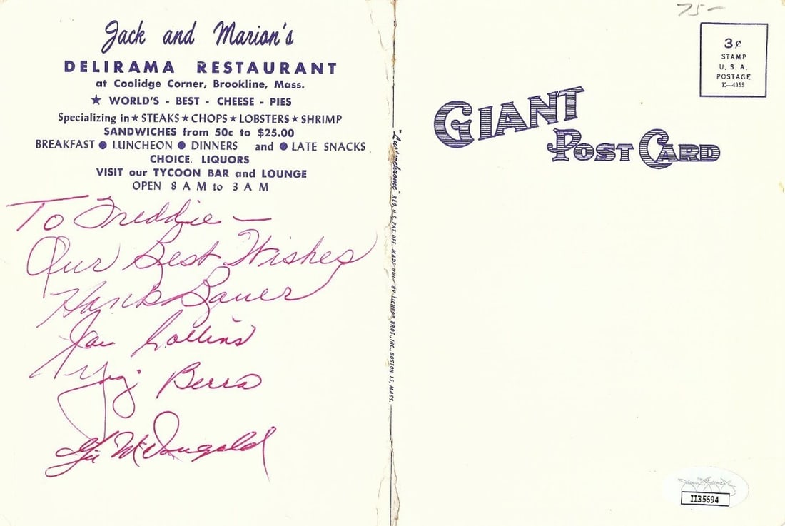 Yogi Berra Hank Bauer Signed Postcard Yankees JSA Authenticated (1 of 3)