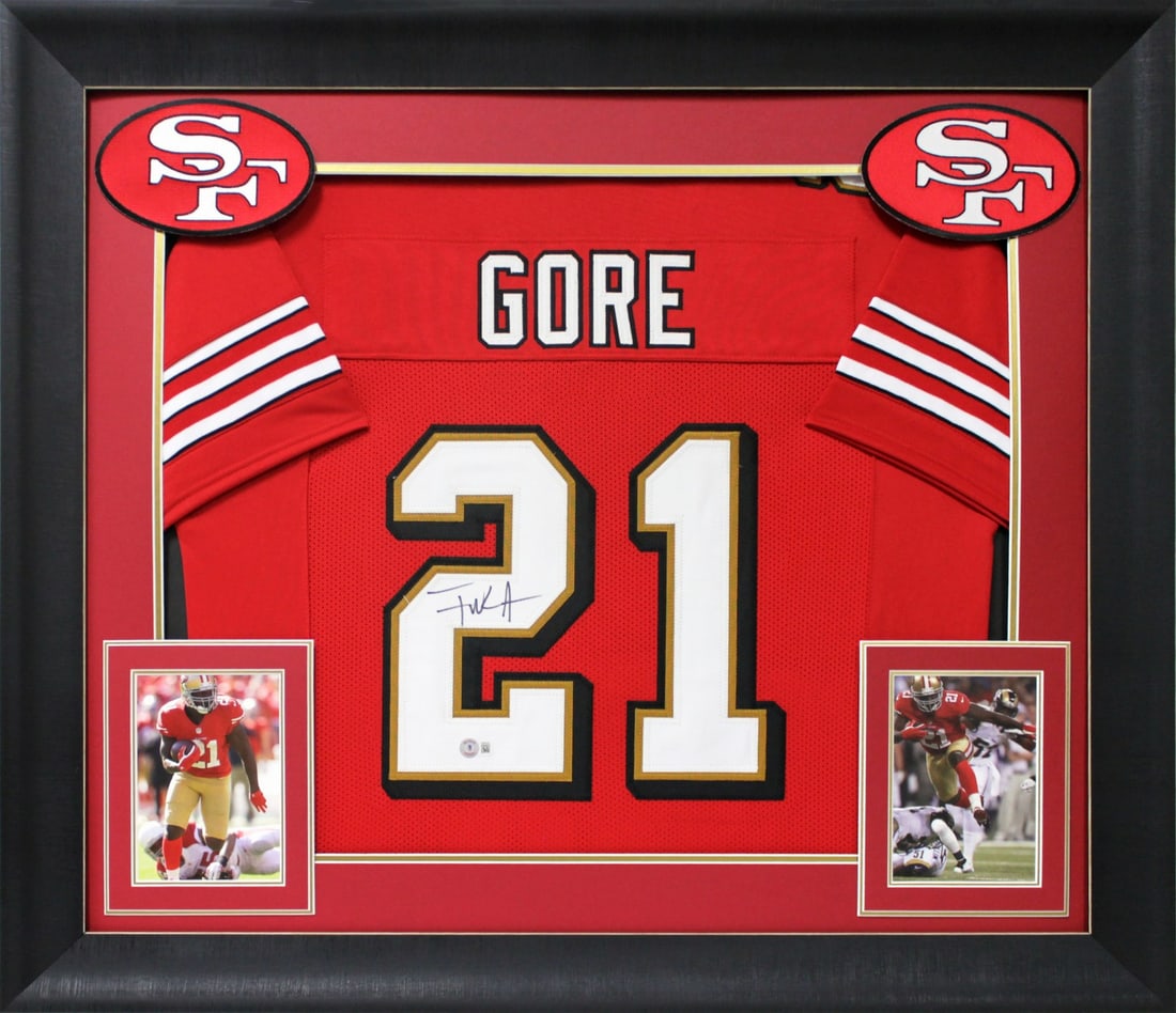 Frank Gore Signed San Francisco 49ers Framed Jersey with BAS Authentication (1 of 2)