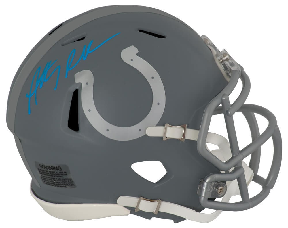 Anthony Richardson Signed Colts Slate Riddell Mini Helmet with COA: Anthony Richardson Signed Colts Slate Riddell Mini Helmet with COA Anthony Richardson Signed Colts Slate Riddell Mini Helmet with COA This Indianapolis Colts Slate Riddell Speed Mini Helmet is signed