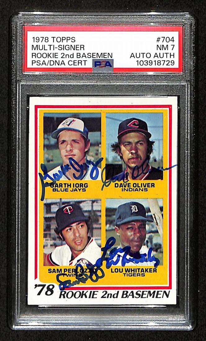Lou Whitaker Autographed 1978 Topps Rookies Card #704 PSA/DNA 198825: Lou Whitaker Autographed 1978 Topps Rookies Card #704 PSA/DNA 198825 This is a highly collectible Lou Whitaker Signed/Autographed On Card 1978 TOPPS 2nd Basemen Rookies Card #704. The card features au