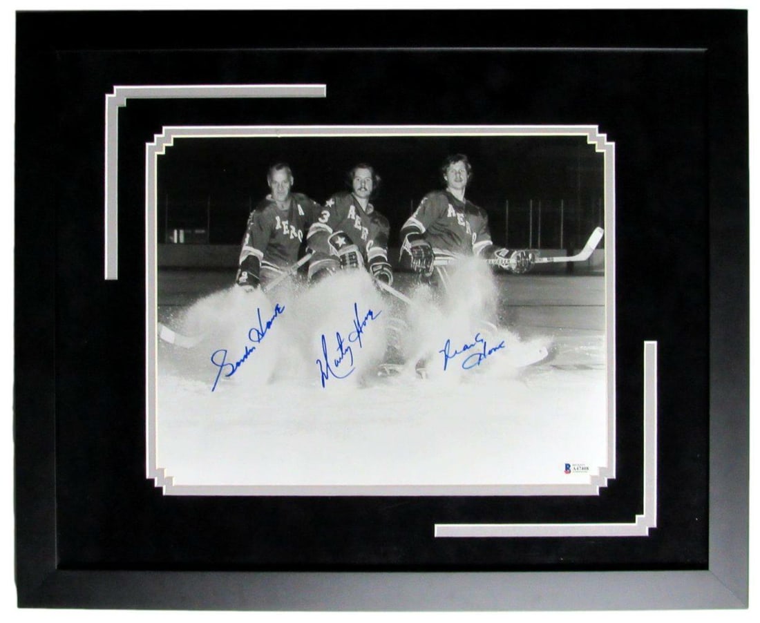 Houston Aeros Multi-Signed 11x14 Photo Framed by Gordie Marty Mark Howe BAS Authenticated (1 of 3)