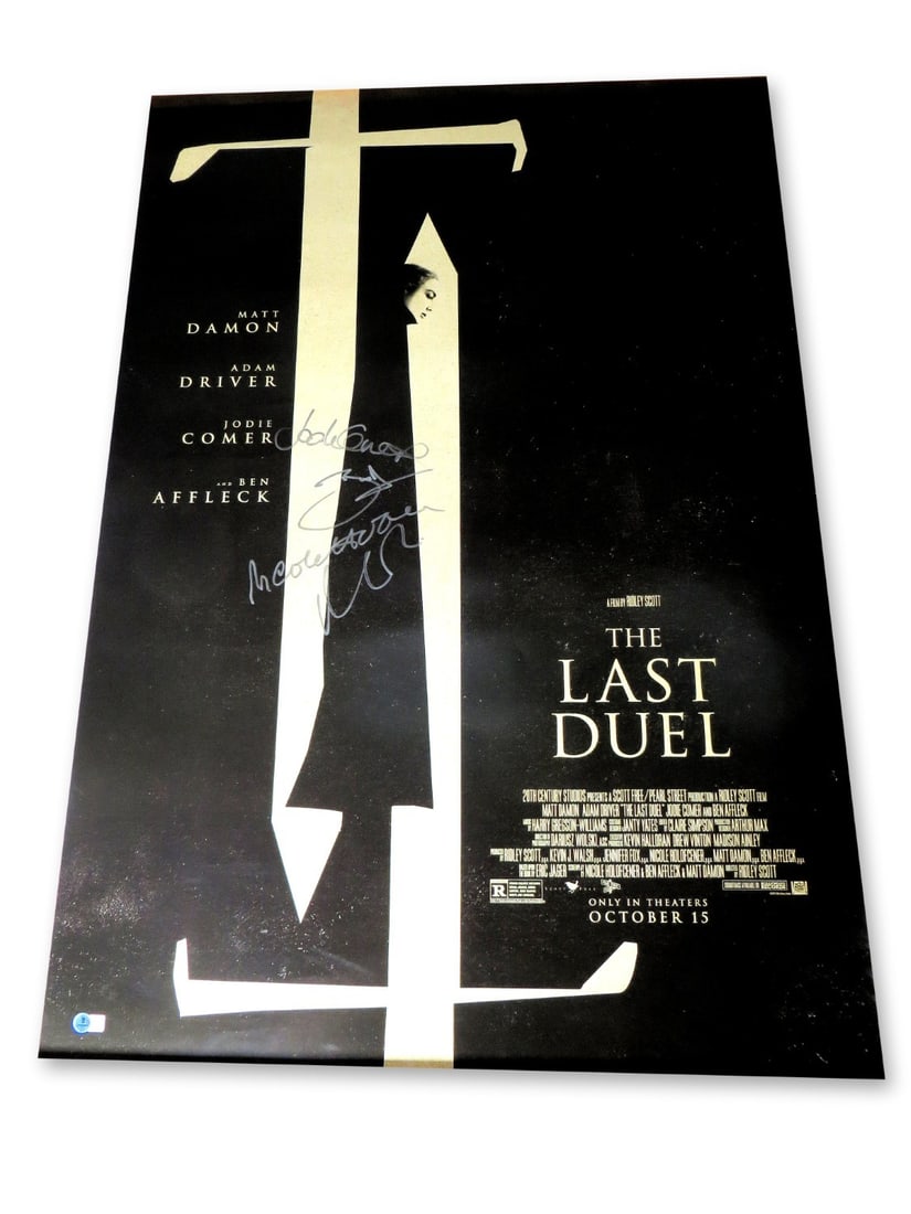 The Last Duel Signed 27x40 Poster Beckett Authenticated Matt Damon Ben Affleck Jodie Comer (1 of 2)