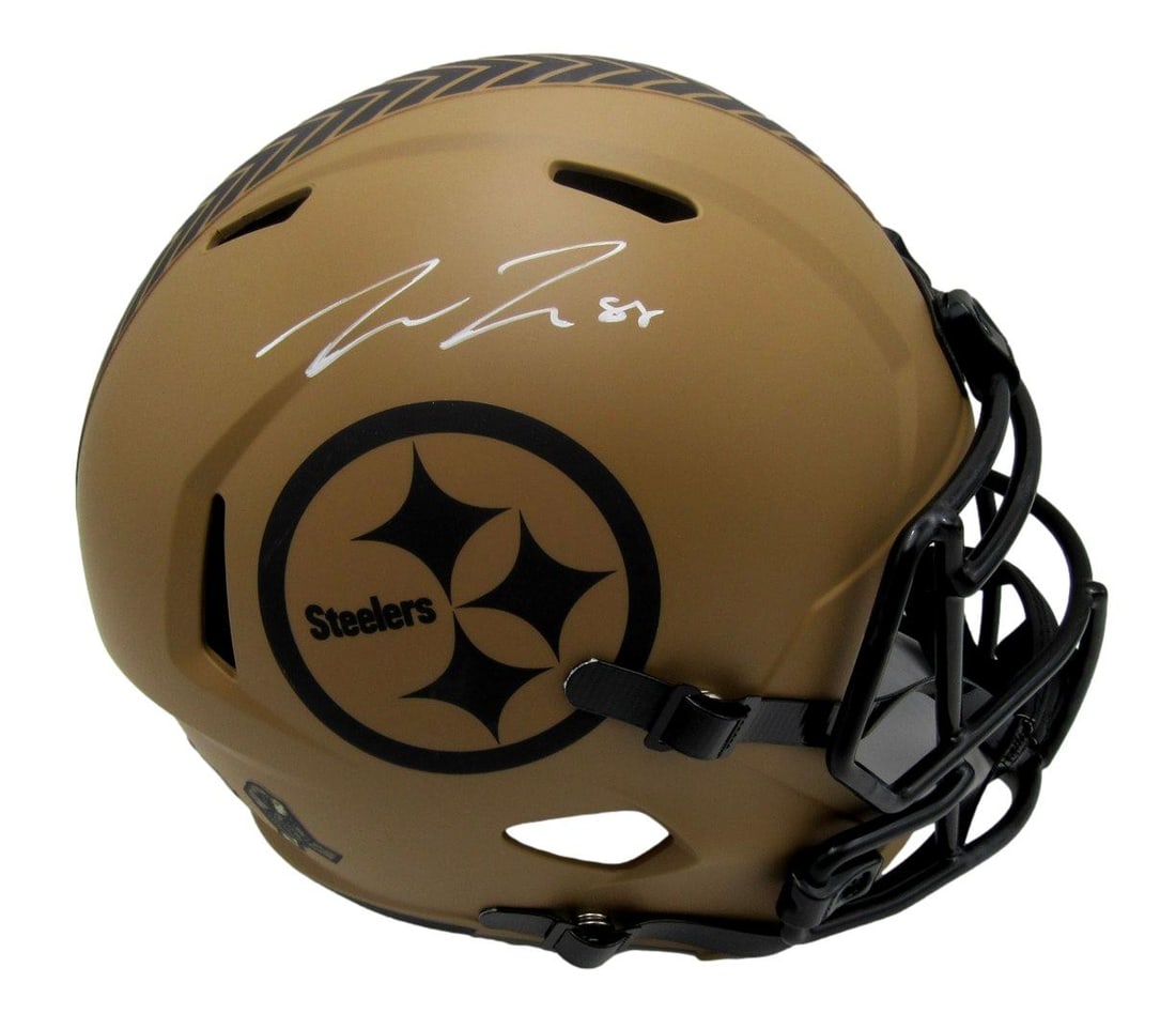 Pat Freiermuth Signed Steelers Salute to Service Replica Helmet BAS Certified: Pat Freiermuth Signed Steelers Salute to Service Replica Helmet BAS Certified Elevate your sports memorabilia collection with this Pat Freiermuth Signed Salute to Service Full Size Replica Helmet from