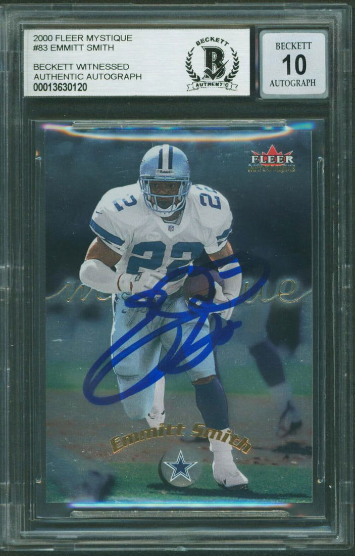 Emmitt Smith Signed 2000 Fleer Mystique #83 Card Auto 10 BAS Slabbed (1 of 2)