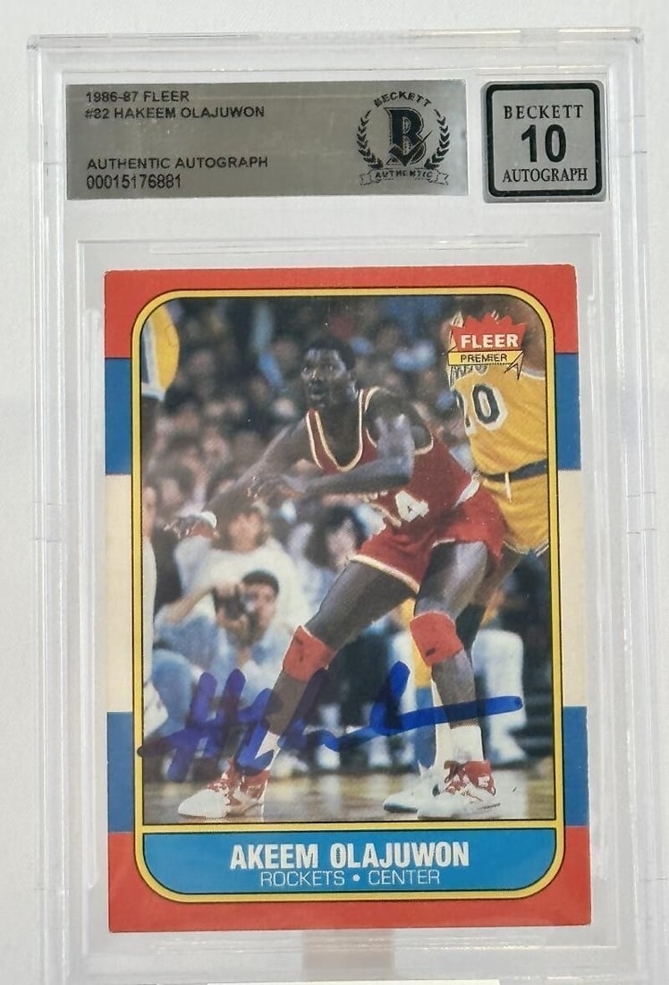 1986-87 Fleer Hakeem Olajuwon Autographed Rookie BGS 10 (1 of 6)