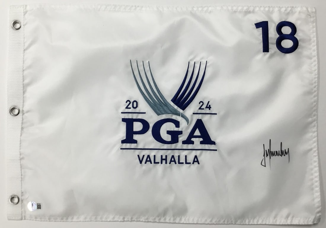 Justin Immelmann Signed 2024 PGA Valhalla Pin Flag Beckett Authenticated: Justin Immelmann Signed 2024 PGA Valhalla Pin Flag Beckett Authenticated This is an original signed pin flag from the 2024 PGA Valhalla tournament, featuring the autograph of renowned golfer Justin Im