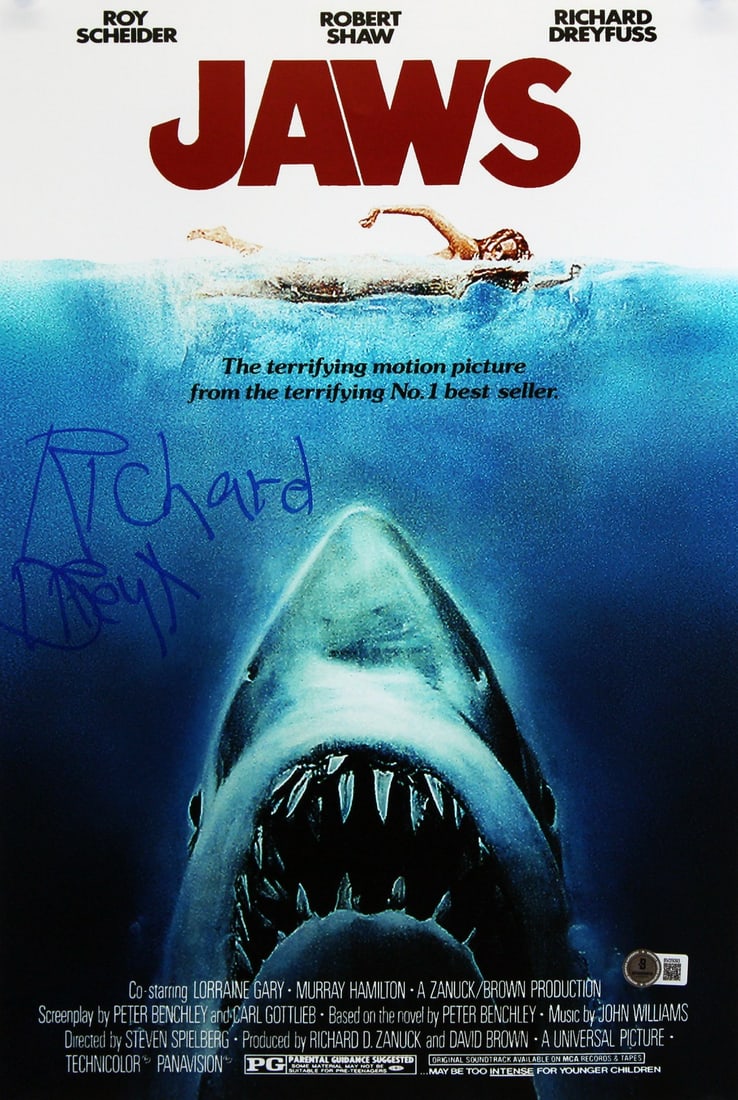Richard Dreyfuss Signed Jaws 12x18 Mini Poster with Beckett Authentication (1 of 2)