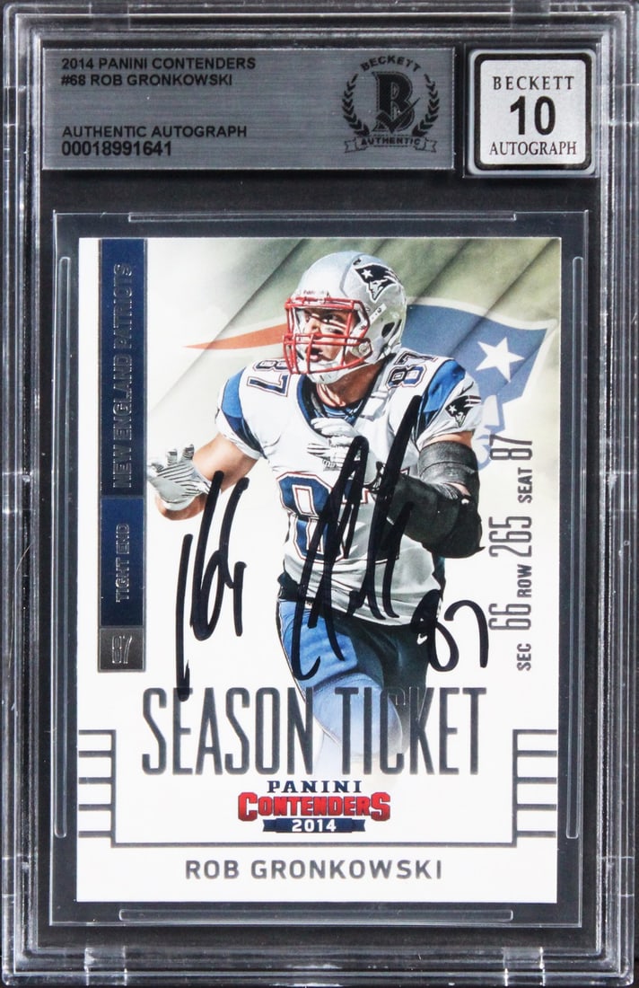 Rob Gronkowski Signed 2014 Panini Contenders Card Auto 10 Beckett (1 of 2)