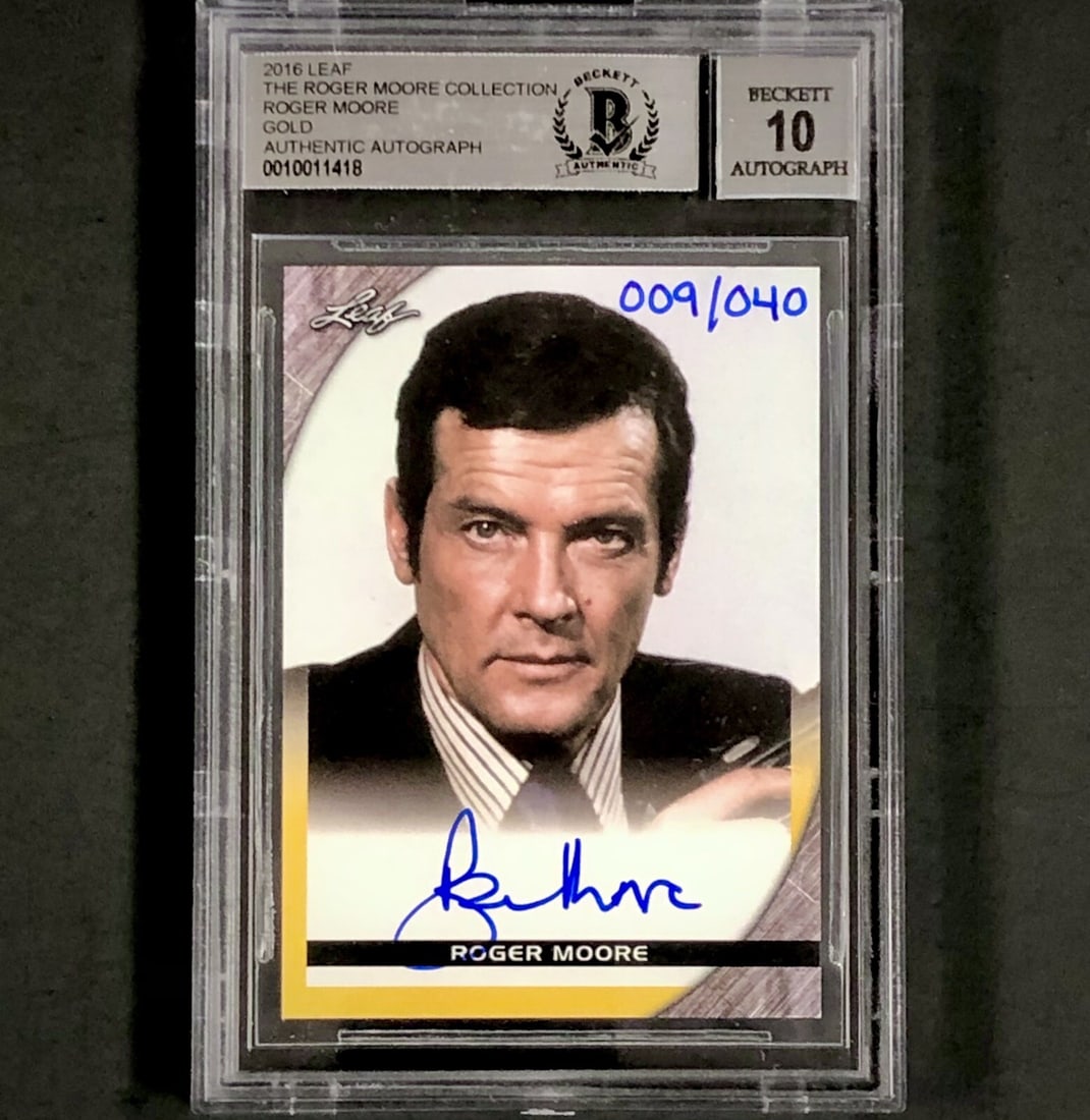 Leaf Roger Moore Gold Parallel Autographed Card BGS 10 James Bond (1 of 2)