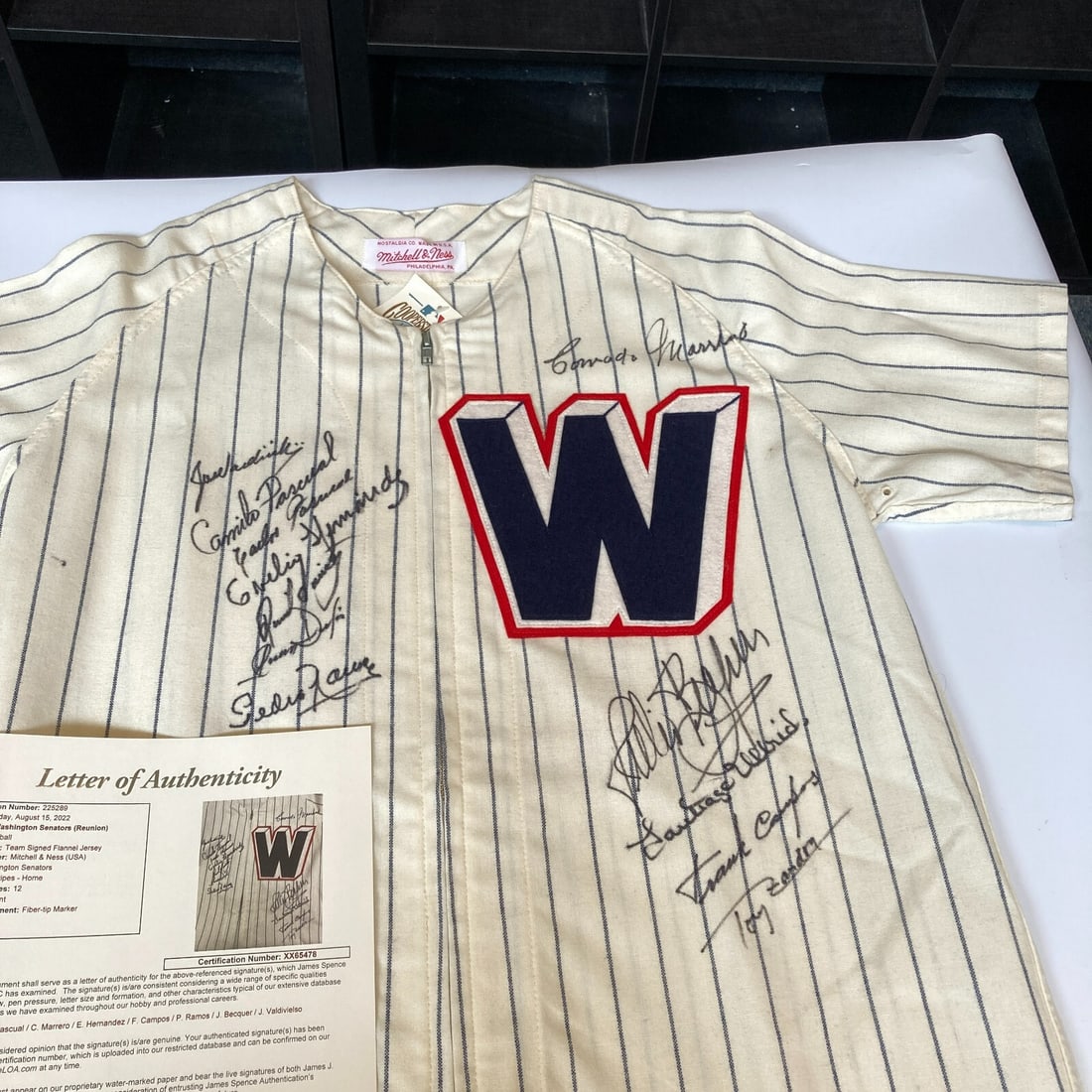 1957 Washington Senators Jersey Signed by 12 Cuban Legends JSA COA: 1957 Washington Senators Jersey Signed by 12 Cuban Legends JSA COA This authentic 1950's Washington Senators jersey from the Mitchell & Ness Cooperstown Collection is a must-have for any baseball memo