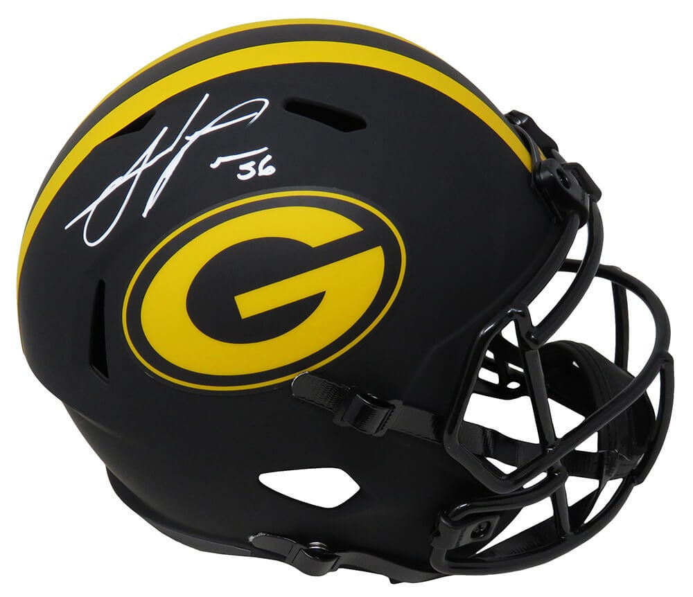 Julius Peppers Signed Green Bay Packers Eclipse Helmet with COA: Julius Peppers Signed Green Bay Packers Eclipse Helmet with COA This is a full-size speed replica helmet of the Green Bay Packers, signed by the legendary player Julius Peppers. The helmet features a