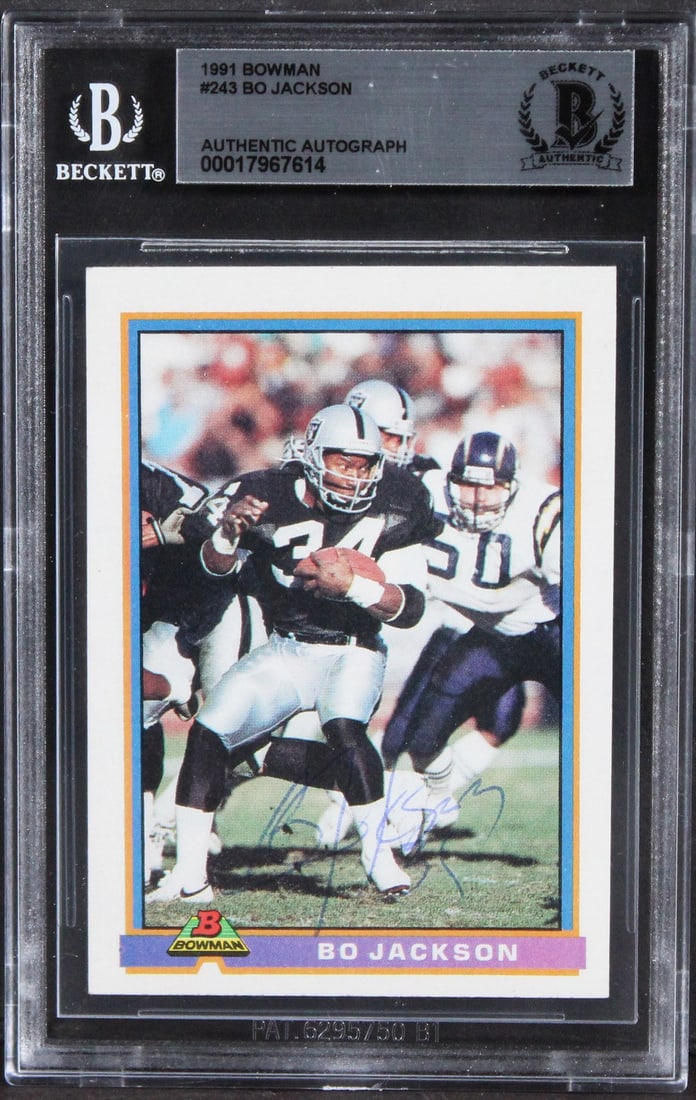 Bo Jackson Signed 1991 Bowman #243 Card Oakland Raiders Beckett Authenticated (1 of 2)
