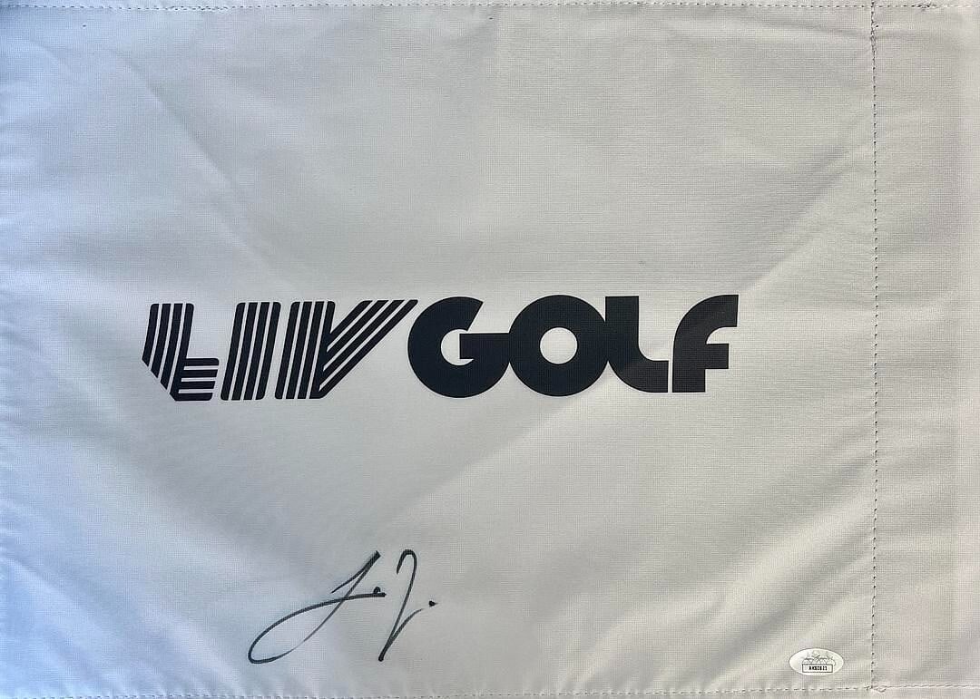 Joaquin Niemann Signed LIV Golf Flag 2020 Masters JSA AK80821: Joaquin Niemann Signed LIV Golf Flag 2020 Masters JSA AK80821 This is an officially licensed white LIV Golf pin flag signed by professional golfer Joaquin Niemann. The flag commemorates Niemann's part