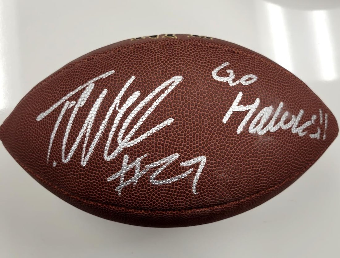 Tariq Woolen Autographed Wilson Football Go Hawks Seattle Seahawks Beckett (1 of 4)
