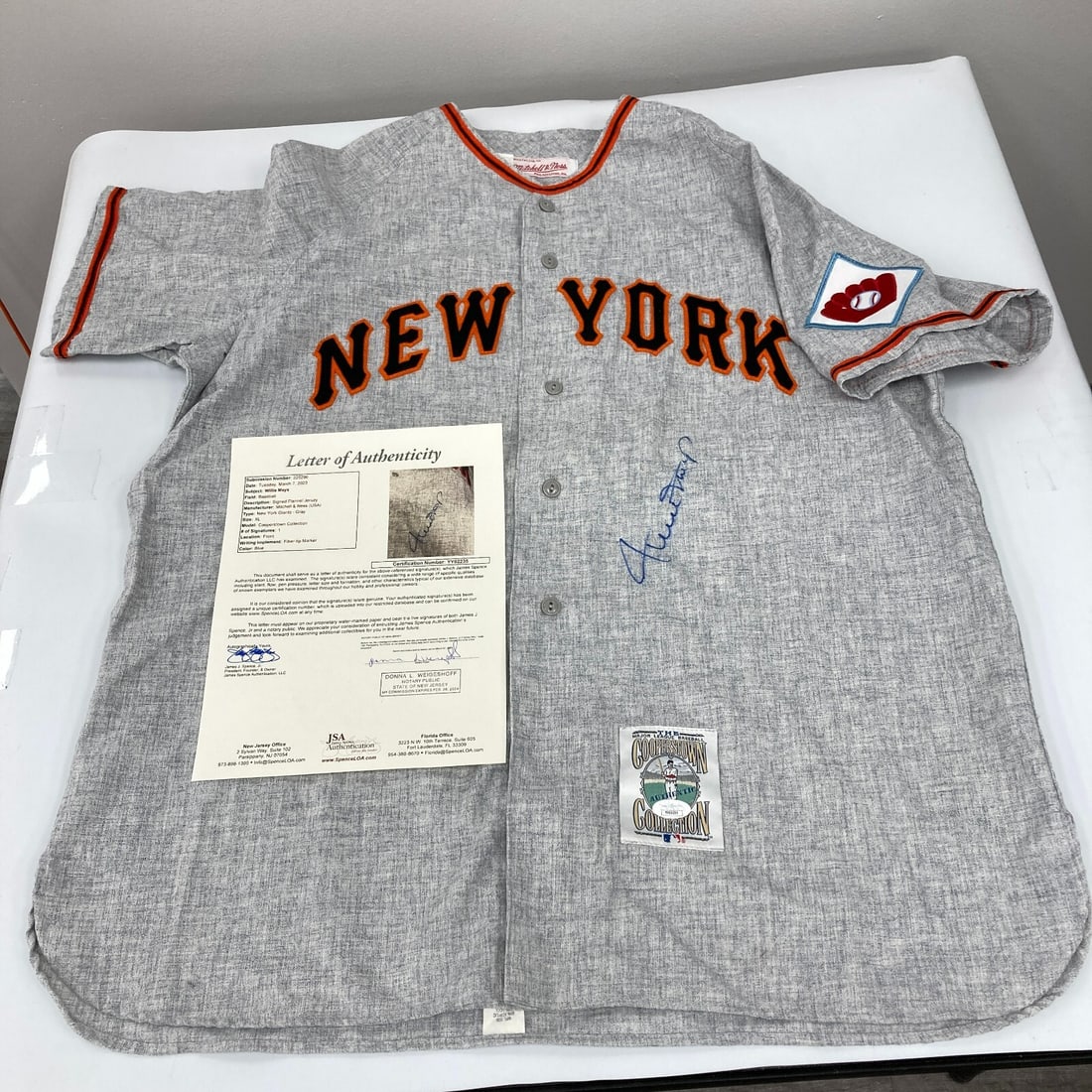 Willie Mays Signed Mitchell & Ness New York Giants Jersey JSA COA: Willie Mays Signed Mitchell & Ness New York Giants Jersey JSA COA This stunning authentic Mitchell & Ness New York Giants jersey is signed by the legendary Willie Mays, a true icon in baseball history