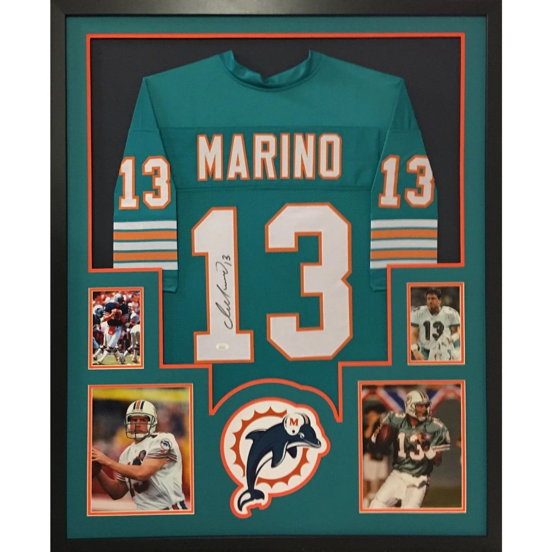 Dan Marino Autographed Framed Jersey Miami Dolphins JSA Certified: Dan Marino Autographed Framed Jersey Miami Dolphins JSA Certified Celebrate the legacy of Dan Marino with this stunning framed jersey, showcasing a signed Miami Dolphins piece. Authenticated by JSA, a