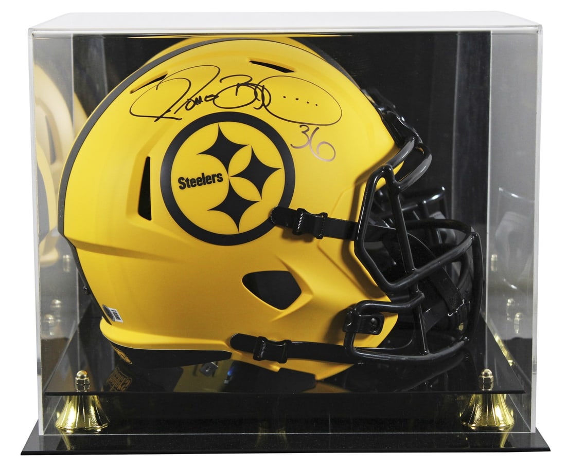 Jerome Bettis Signed Pittsburgh Steelers Full Size Helmet with Beckett Auth: Jerome Bettis Signed Pittsburgh Steelers Full Size Helmet with Beckett Auth This Pittsburgh Steelers Jerome Bettis signed full-size Rave Speed replica helmet is a must-have for any football enthusiast