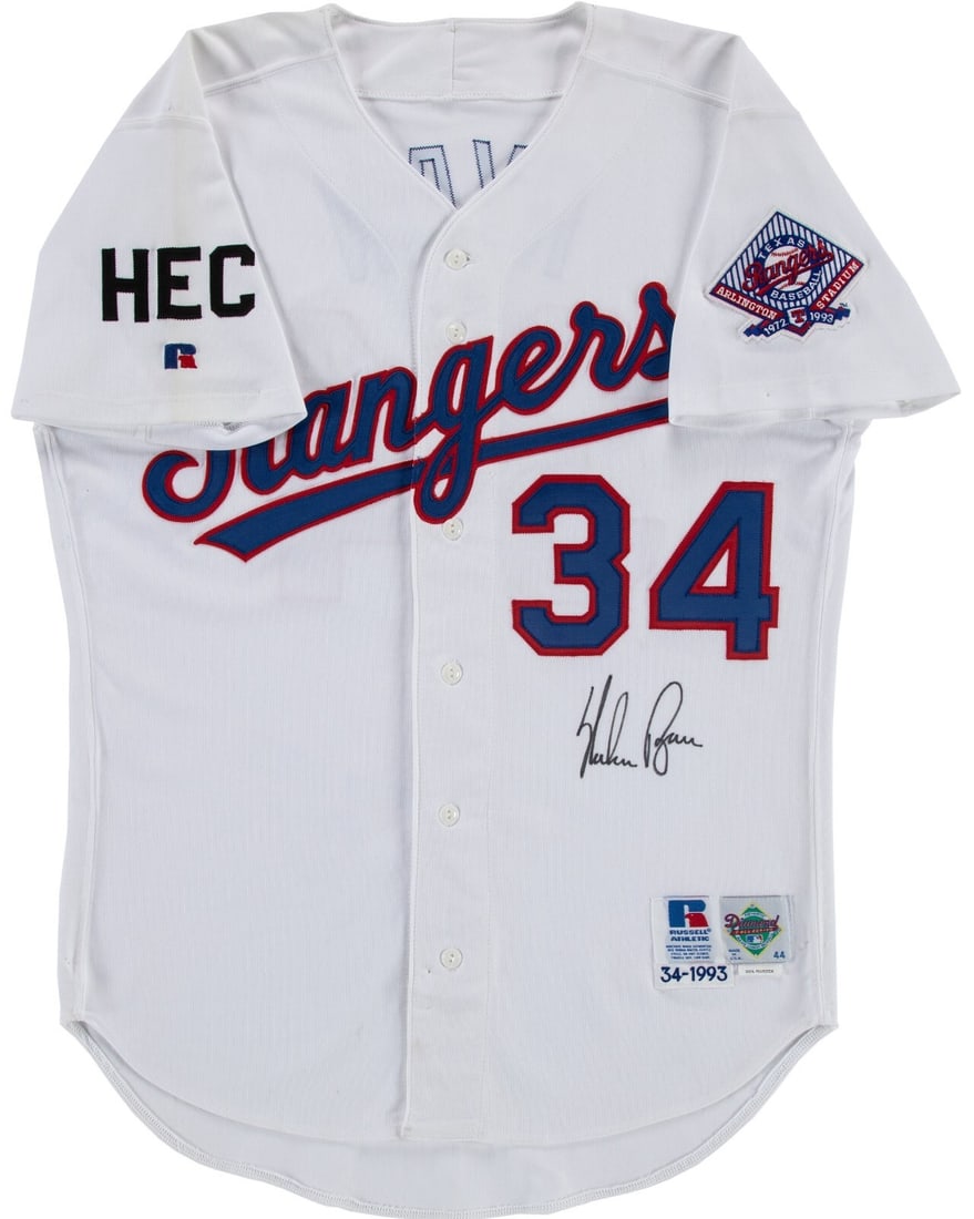 Nolan Ryan Signed 1993 Texas Rangers Jersey Beckett Authenticated: Nolan Ryan Signed 1993 Texas Rangers Jersey Beckett Authenticated Celebrate the legacy of baseball legend Nolan Ryan with this signed 1993 Texas Rangers Russell Game Model Jersey. This authentic jerse