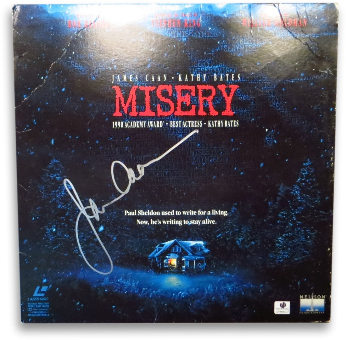 James Caan Signed Misery Laserdisc Cover JSA Authenticated: James Caan Signed Misery Laserdisc Cover JSA Authenticated This is an original autographed cover of the Laserdisc for the film 'Misery,' signed by the legendary actor James Caan. The item features Jam